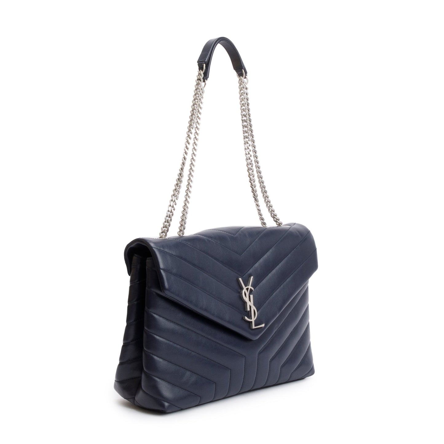 Saint Laurent Blue Quilted Leather Medium Loulou Monogram Shoulder Bag