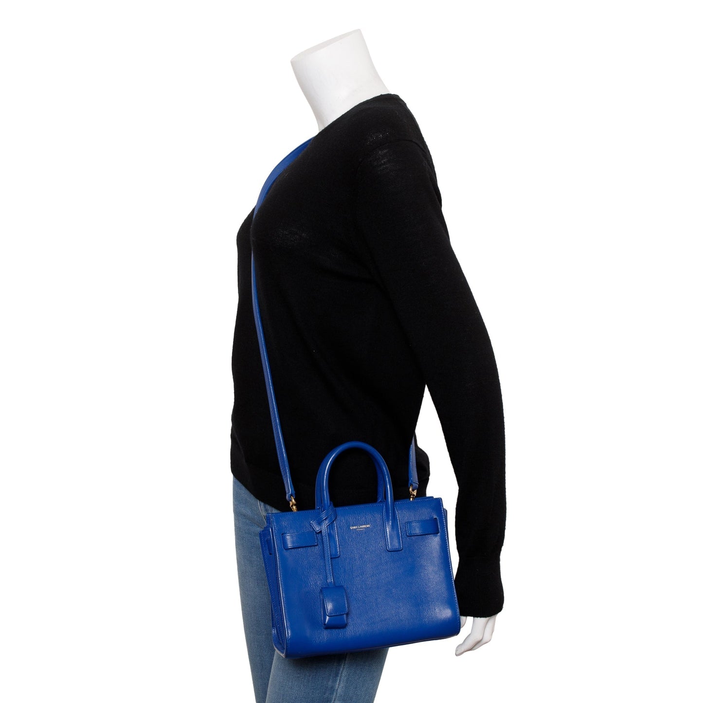 Saint Laurent Blue Smooth Leather Nano Sac De Jour
