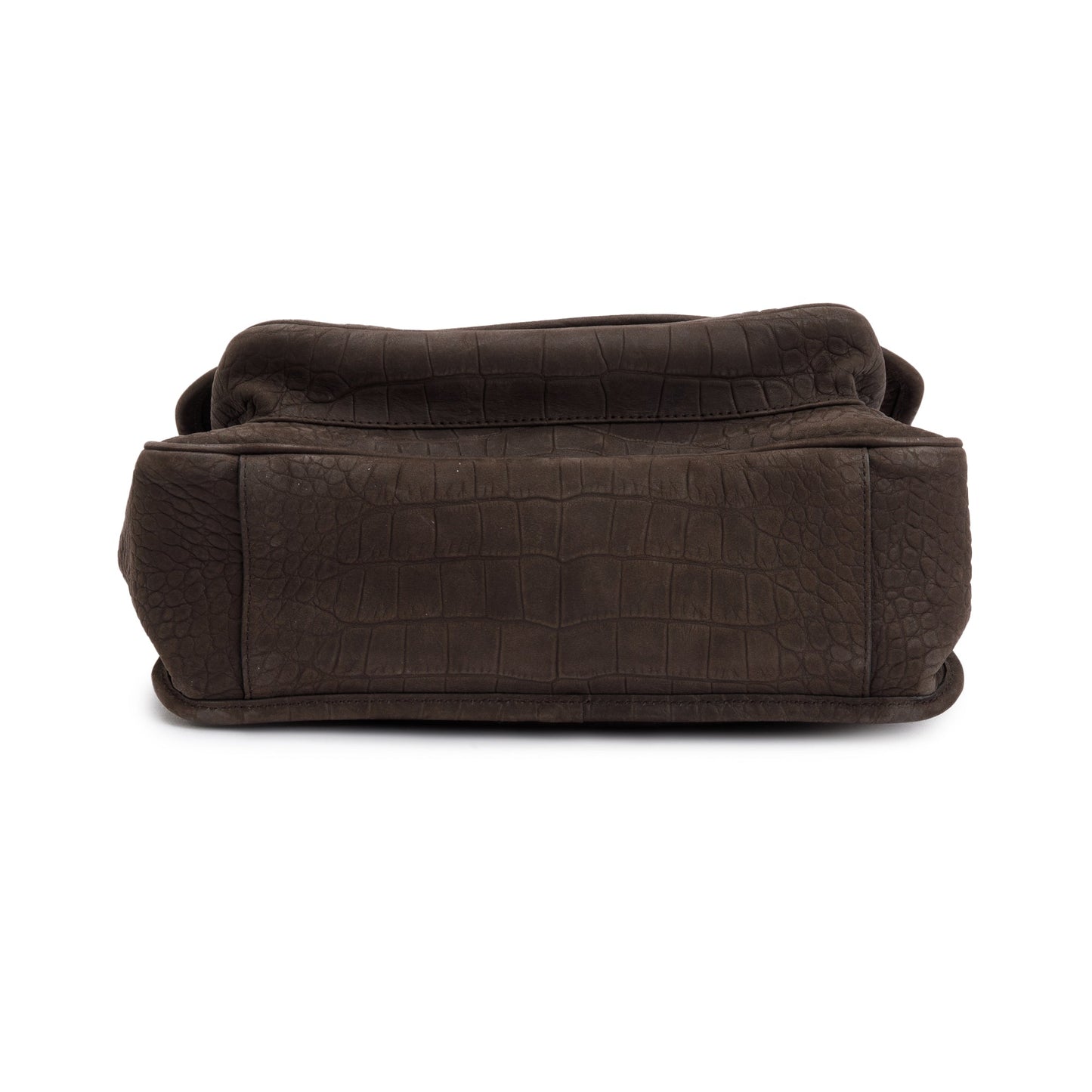 Saint Laurent Brown Crocodile Embossed Nubuck Medium Niki Shoulder Bag