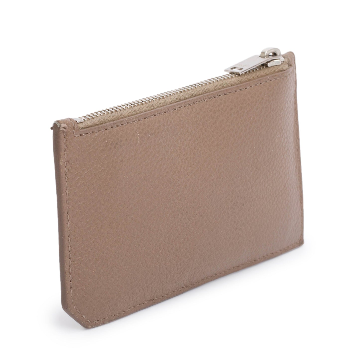Saint Laurent Brown Grain De Poudre Paris Fragments Zipped Card Case