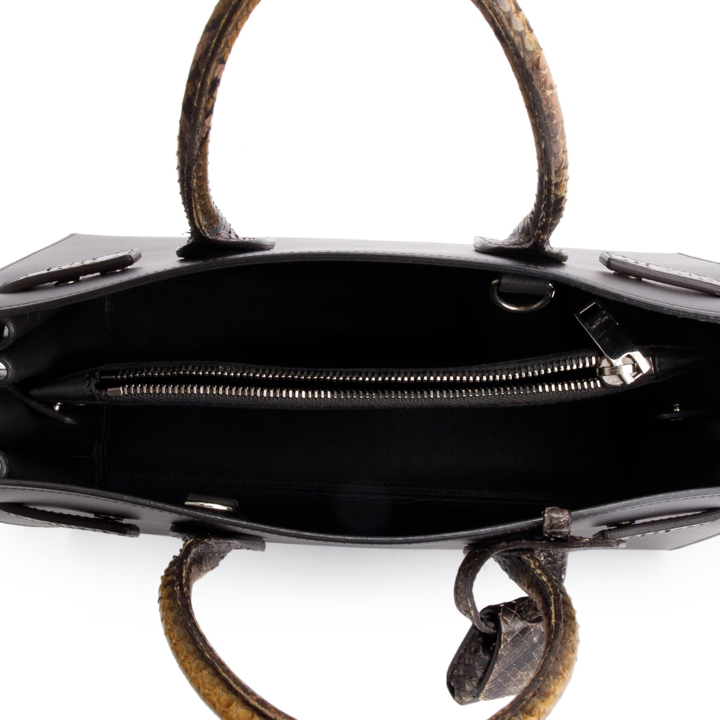 Saint Laurent Brown Grained Leather Python Trim Baby Sac De Jour