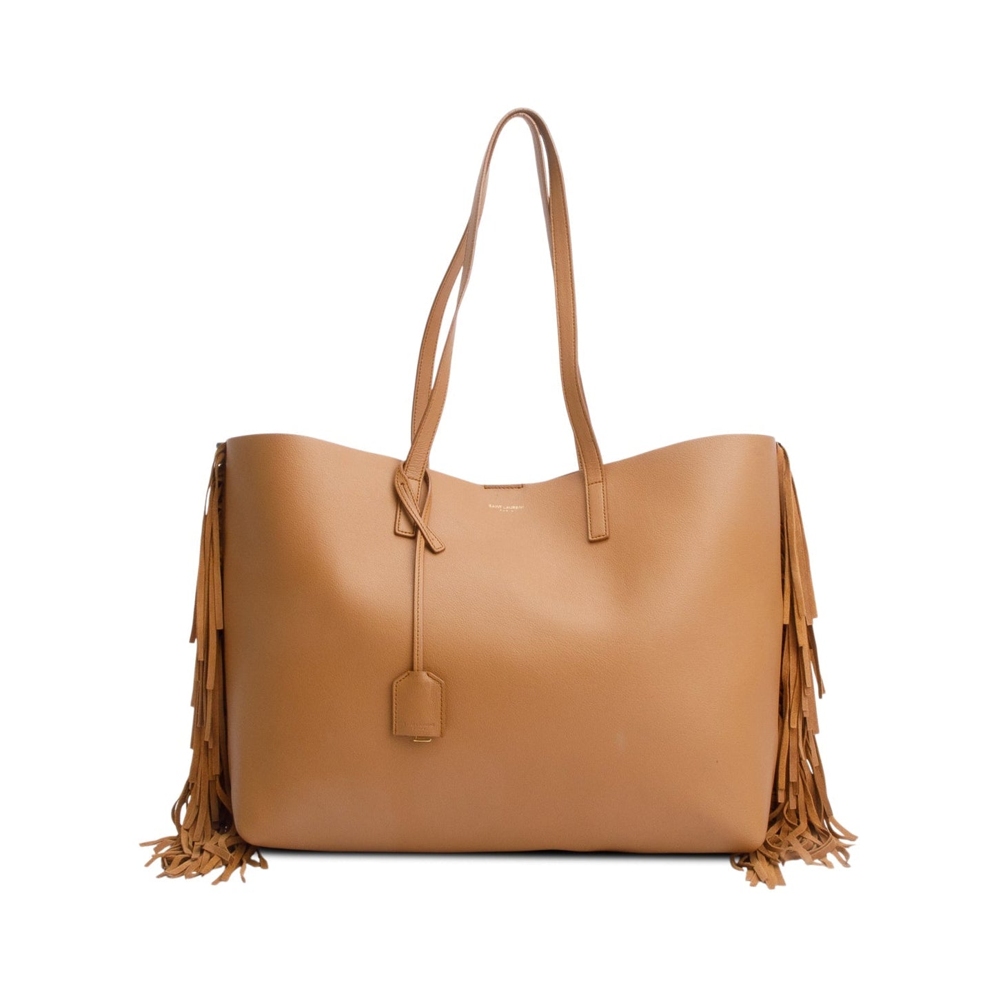 Saint Laurent Brown Leather Fringe E/W Shopping Tote