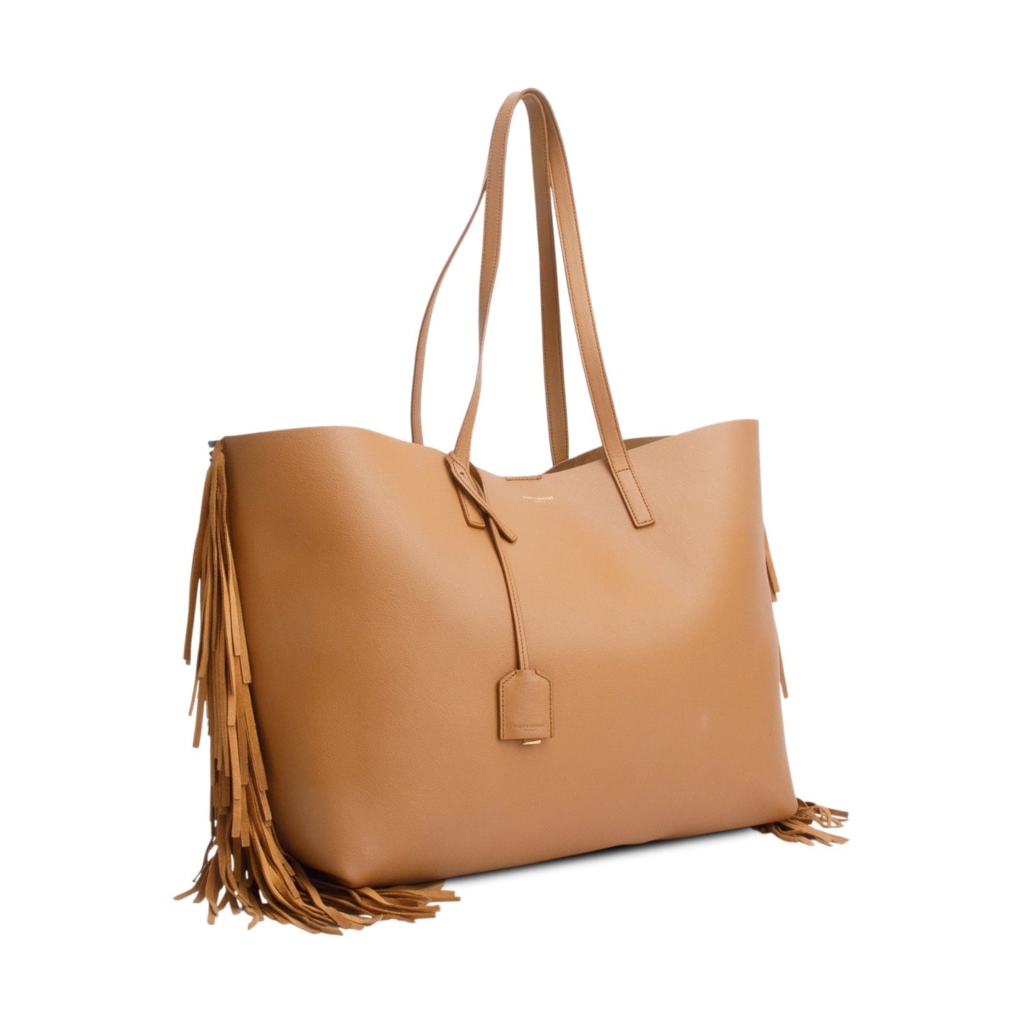 Saint Laurent Brown Leather Fringe E/W Shopping Tote
