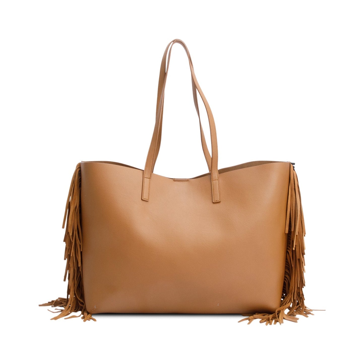 Saint Laurent Brown Leather Fringe E/W Shopping Tote