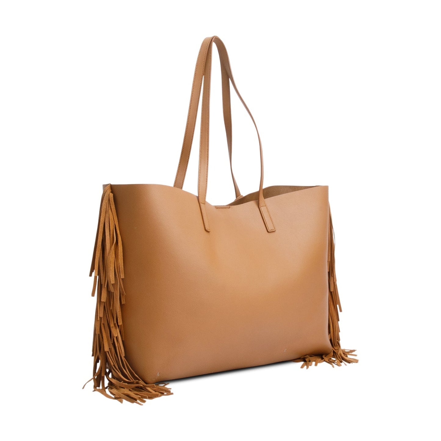 Saint Laurent Brown Leather Fringe E/W Shopping Tote