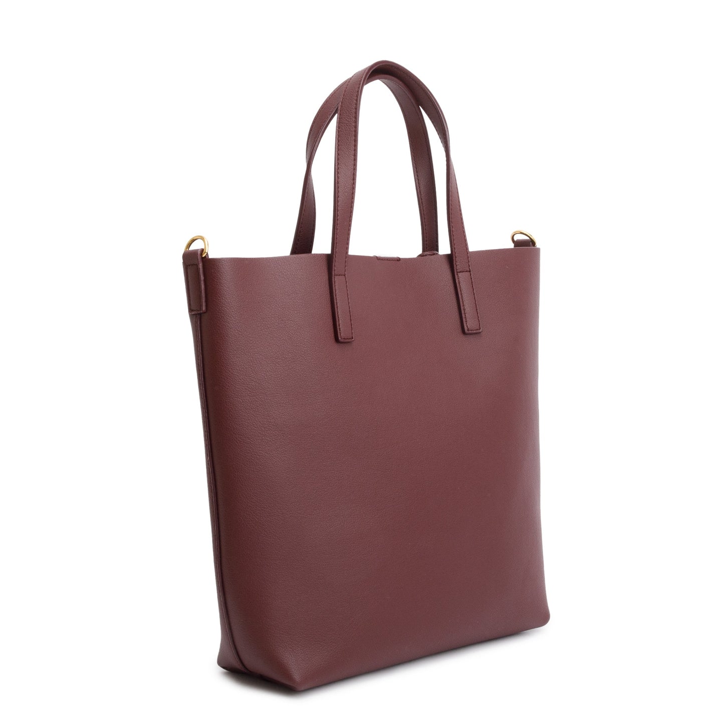 Saint Laurent Burgundy Calfskin Leather Toy Shopping Tote