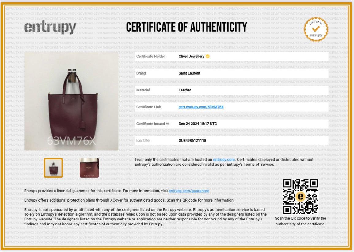 Saint Laurent Burgundy Calfskin Leather Toy Shopping Tote