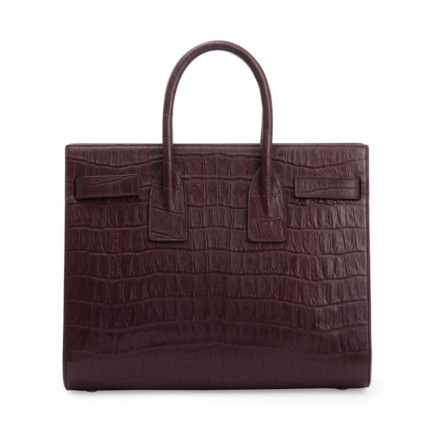 Saint Laurent Burgundy Crocodile Embossed Calfskin Small Sac De Jour