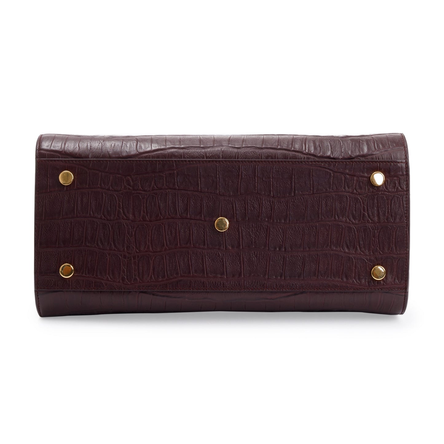 Saint Laurent Burgundy Crocodile Embossed Calfskin Small Sac De Jour