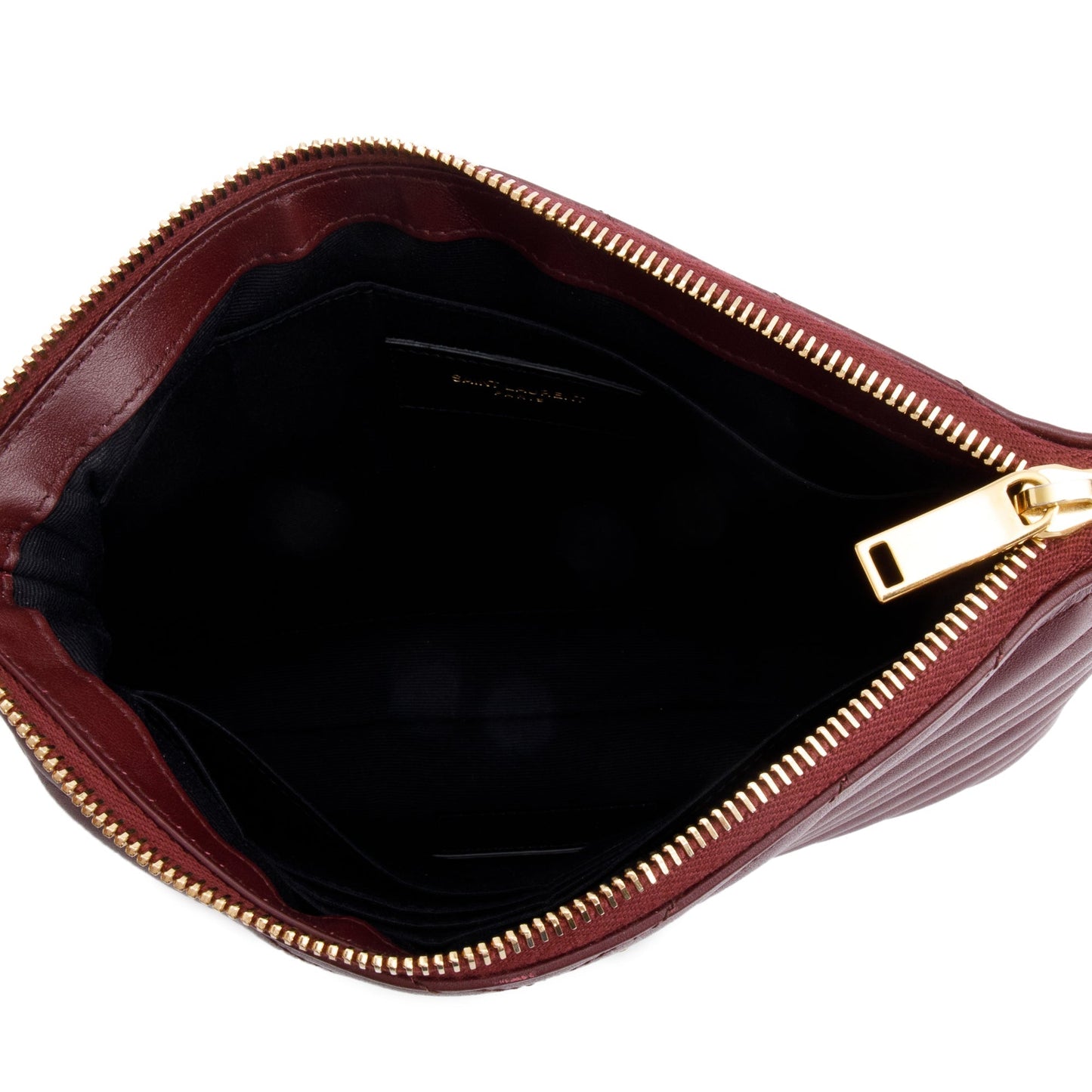 Saint Laurent Burgundy Leather Cassandre Matelasse A5 Pouch