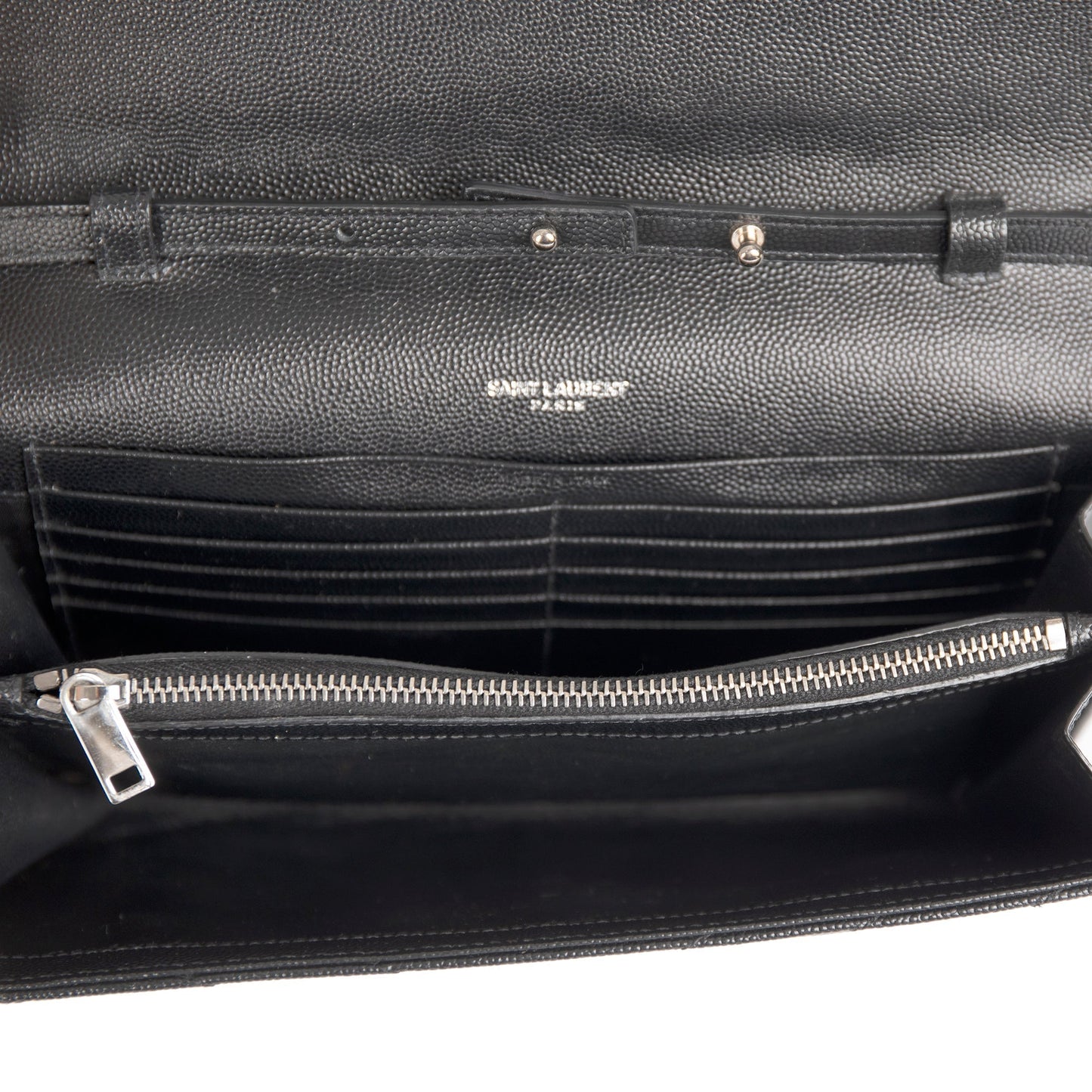 Saint Laurent Chevron Leather Cassandre Chain Wallet