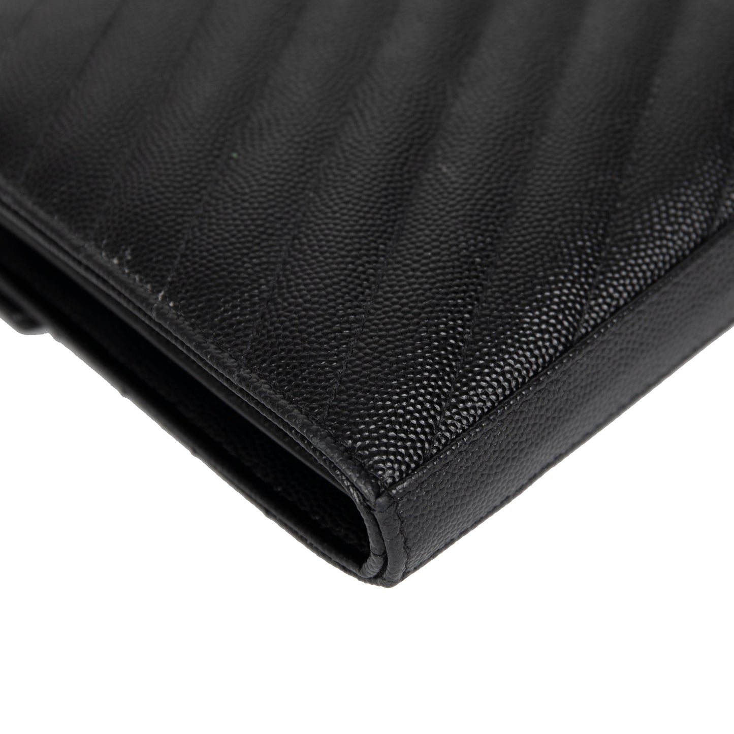 Saint Laurent Chevron Leather Cassandre Chain Wallet