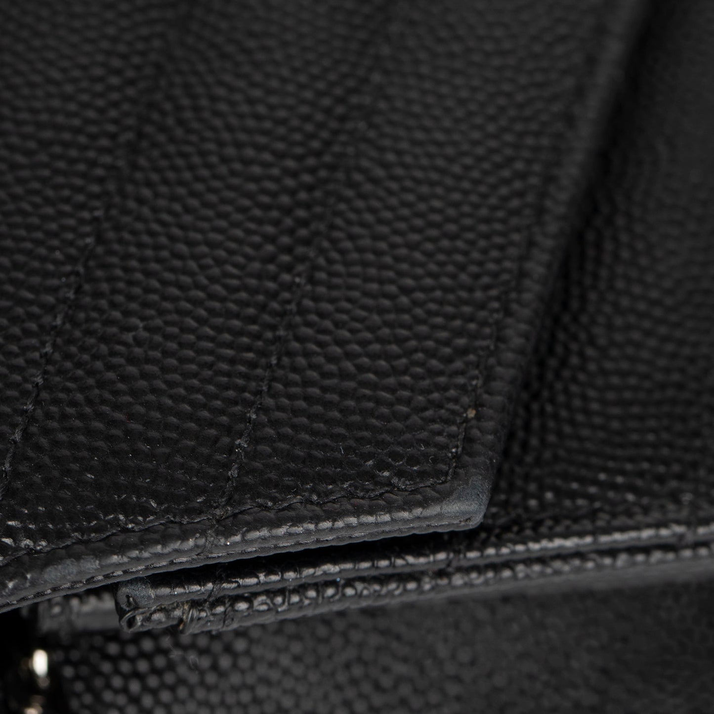 Saint Laurent Chevron Leather Cassandre Chain Wallet