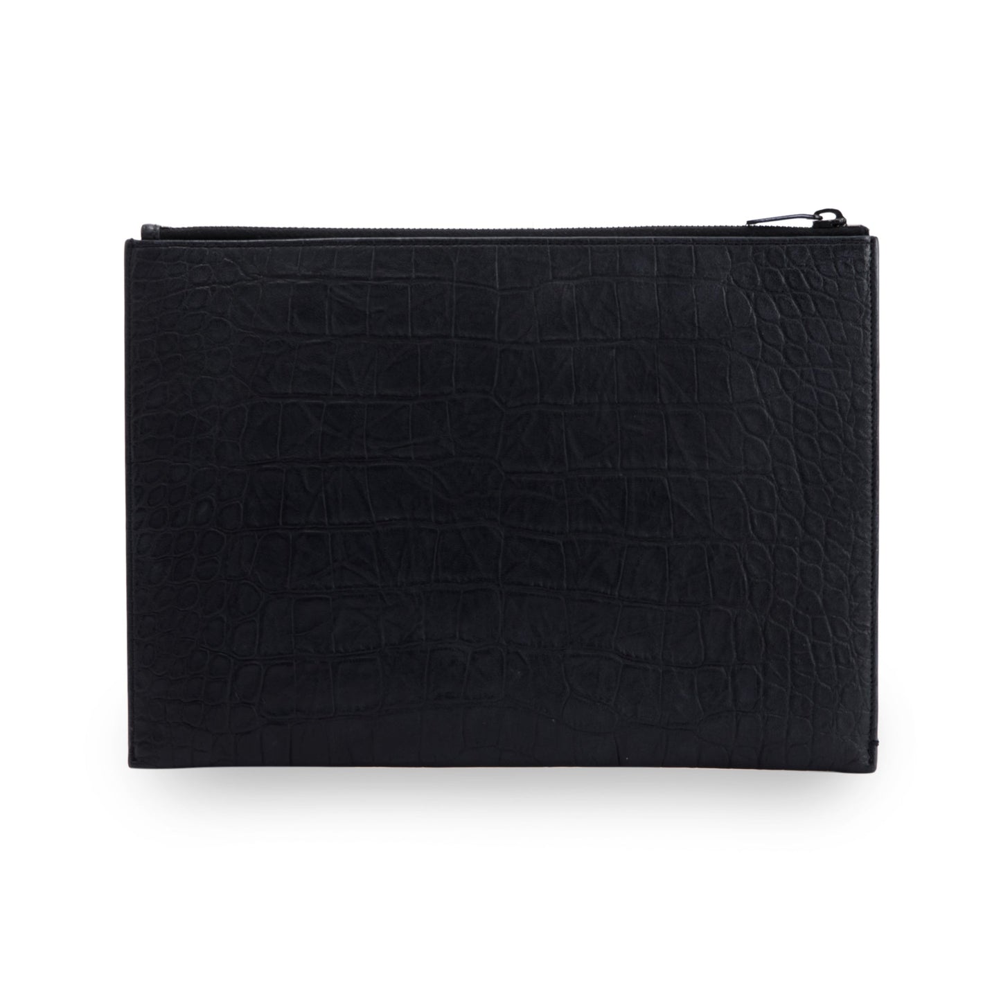 Saint Laurent Croc Embossed Monogram Zip Pouch