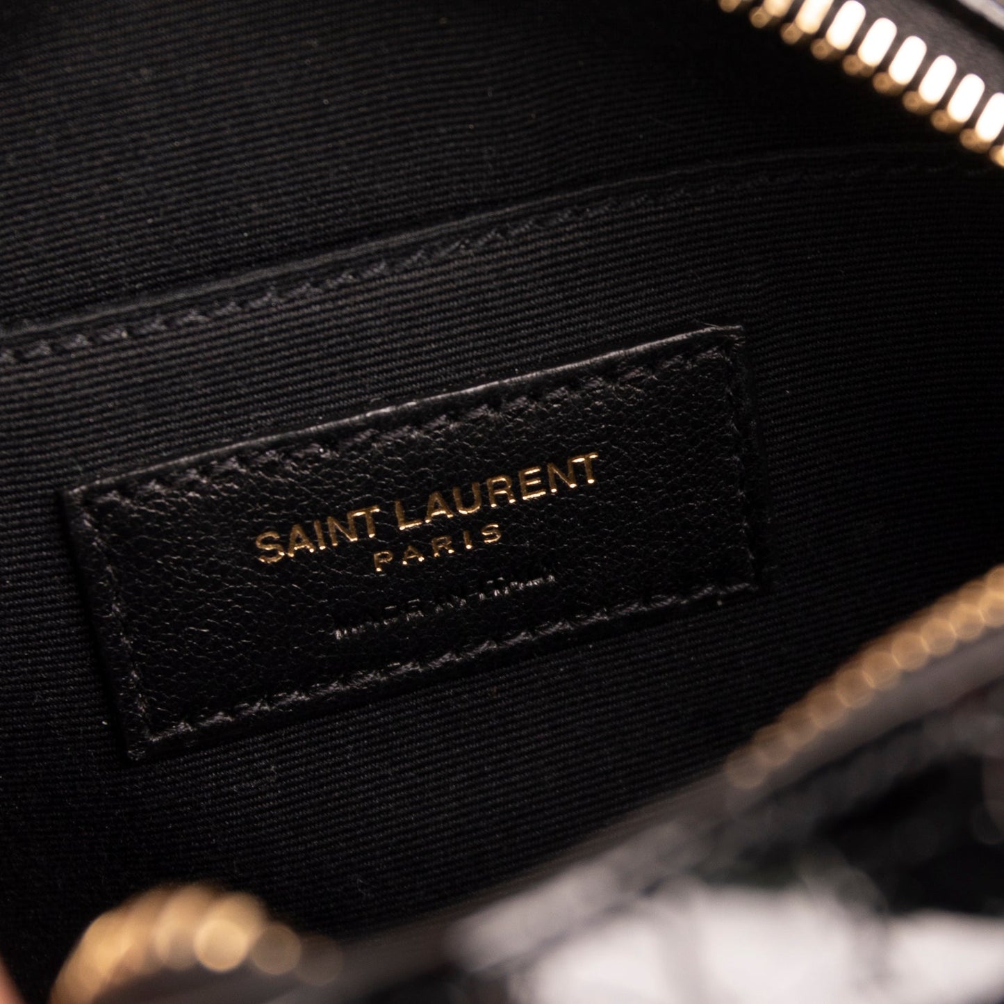 Saint Laurent Croc Embossed Patent Leather Round Monogram Camera Bag
