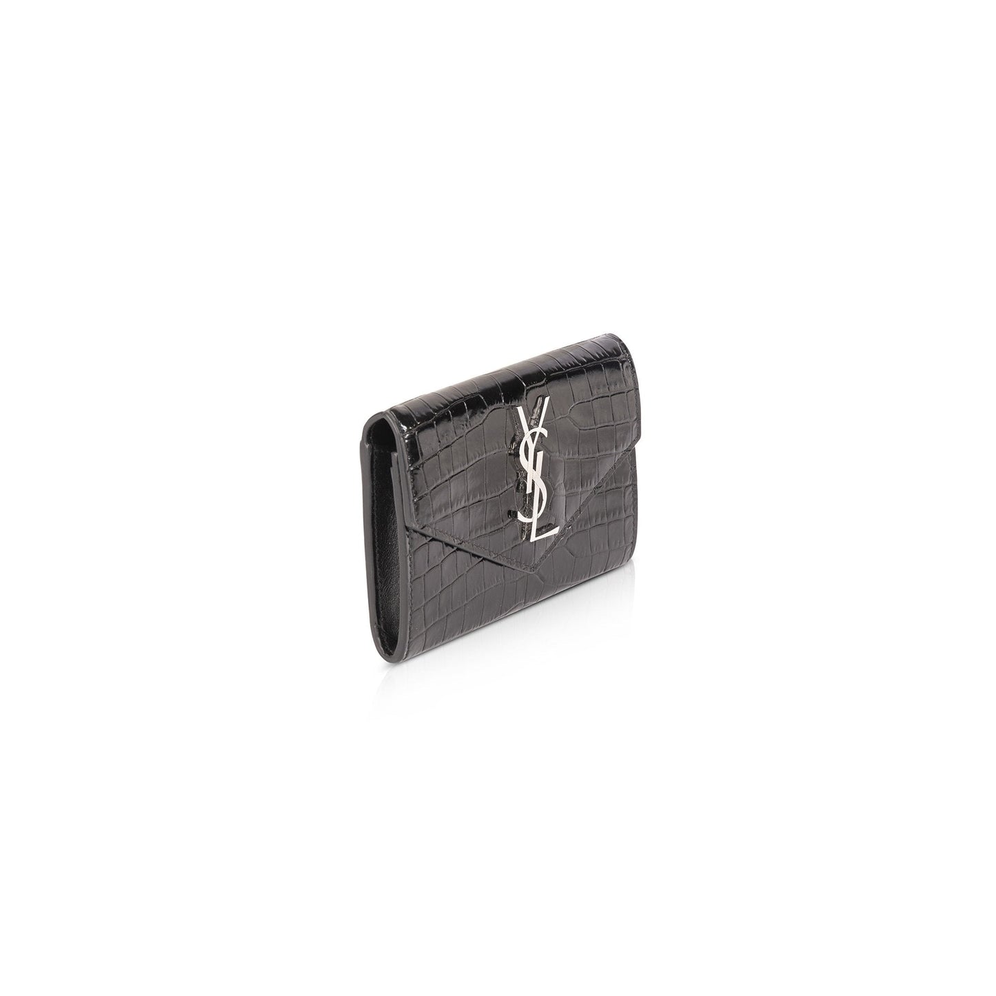 Saint Laurent Croc Embossed Small Envelope Wallet