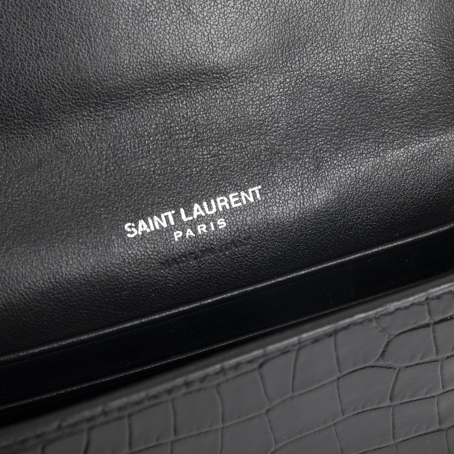 Saint Laurent Croc Embossed Small Envelope Wallet