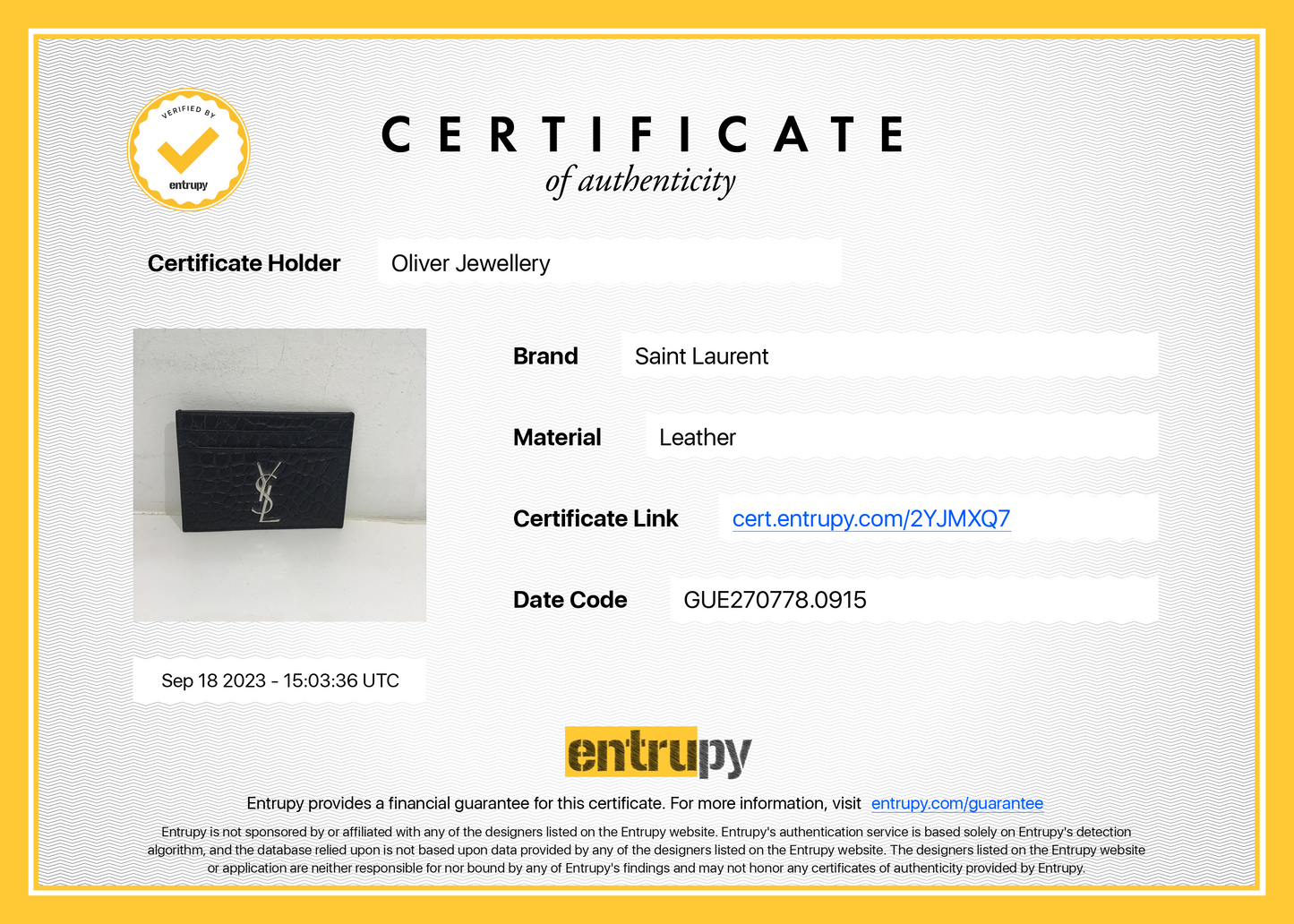 Saint Laurent Crocodile Embossed Leather Card Holder