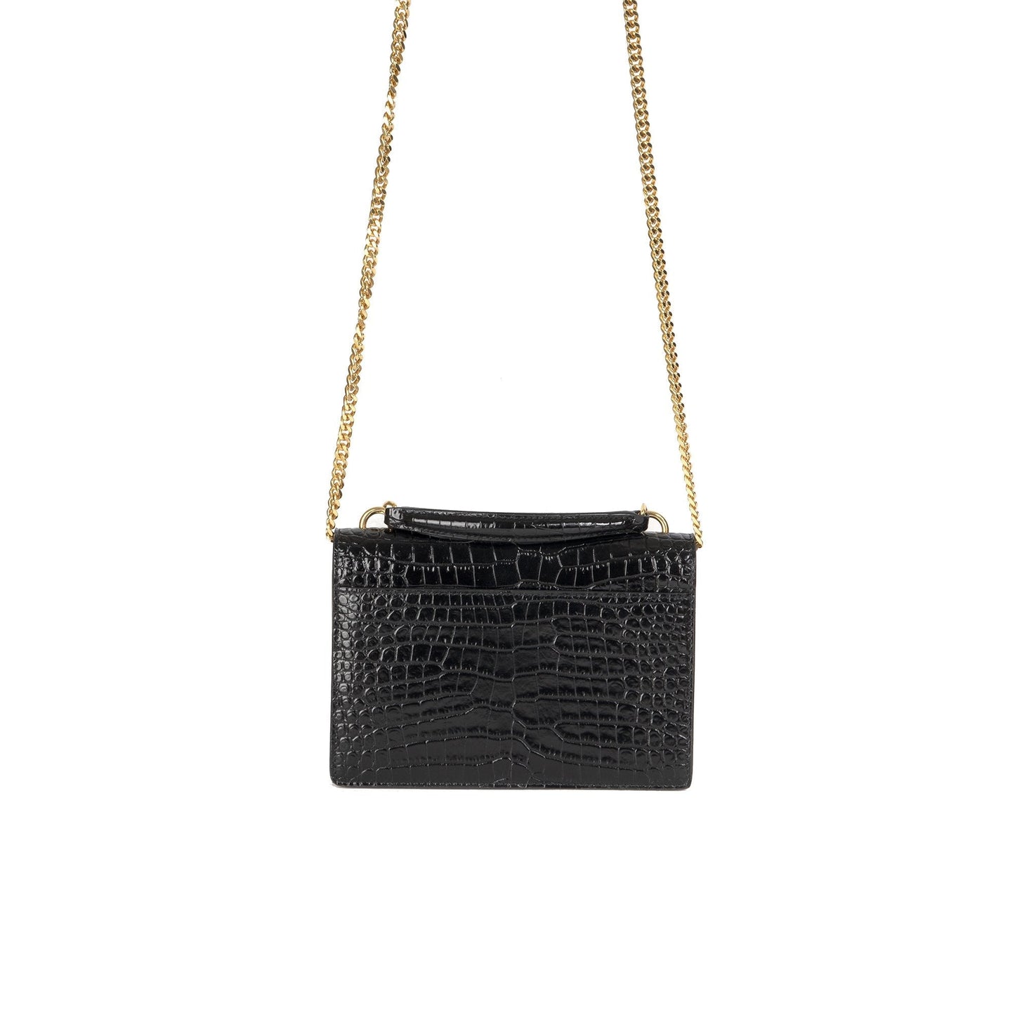 Saint Laurent Crocodile Embossed Monogram Sunset Chain Wallet Bag
