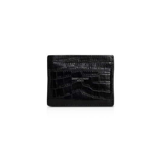 Saint Laurent Crocodile Embossed Paris Credit Card Case