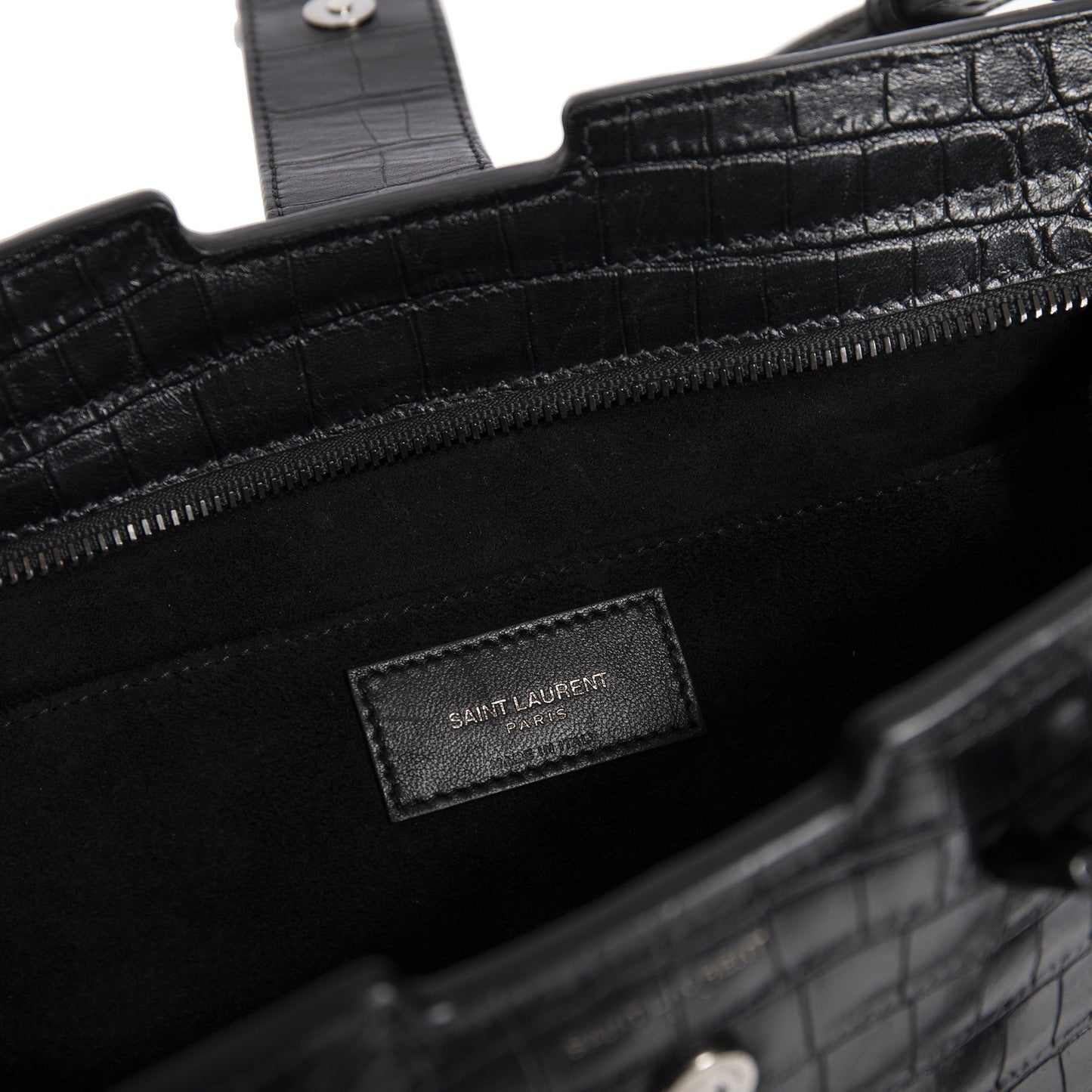 Saint Laurent Crocodile Embossed Small Cabas Bag