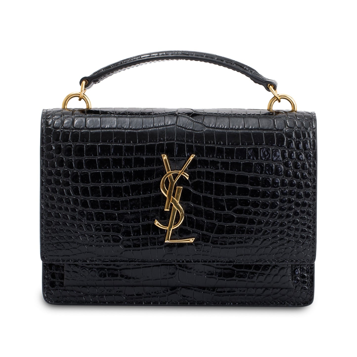 Saint Laurent Crocodile Embossed Sunset Chain Wallet