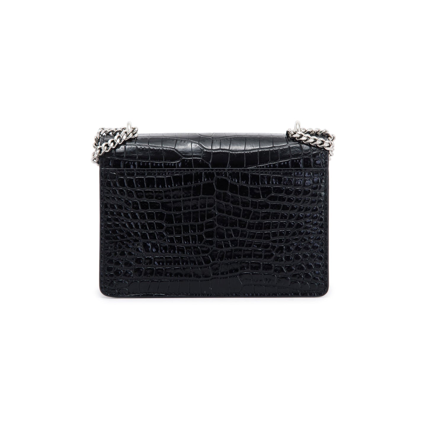Saint Laurent Crocodile Embossed Sunset Chain Wallet