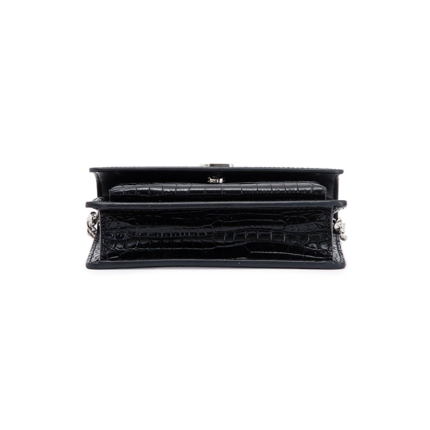 Saint Laurent Crocodile Embossed Sunset Chain Wallet