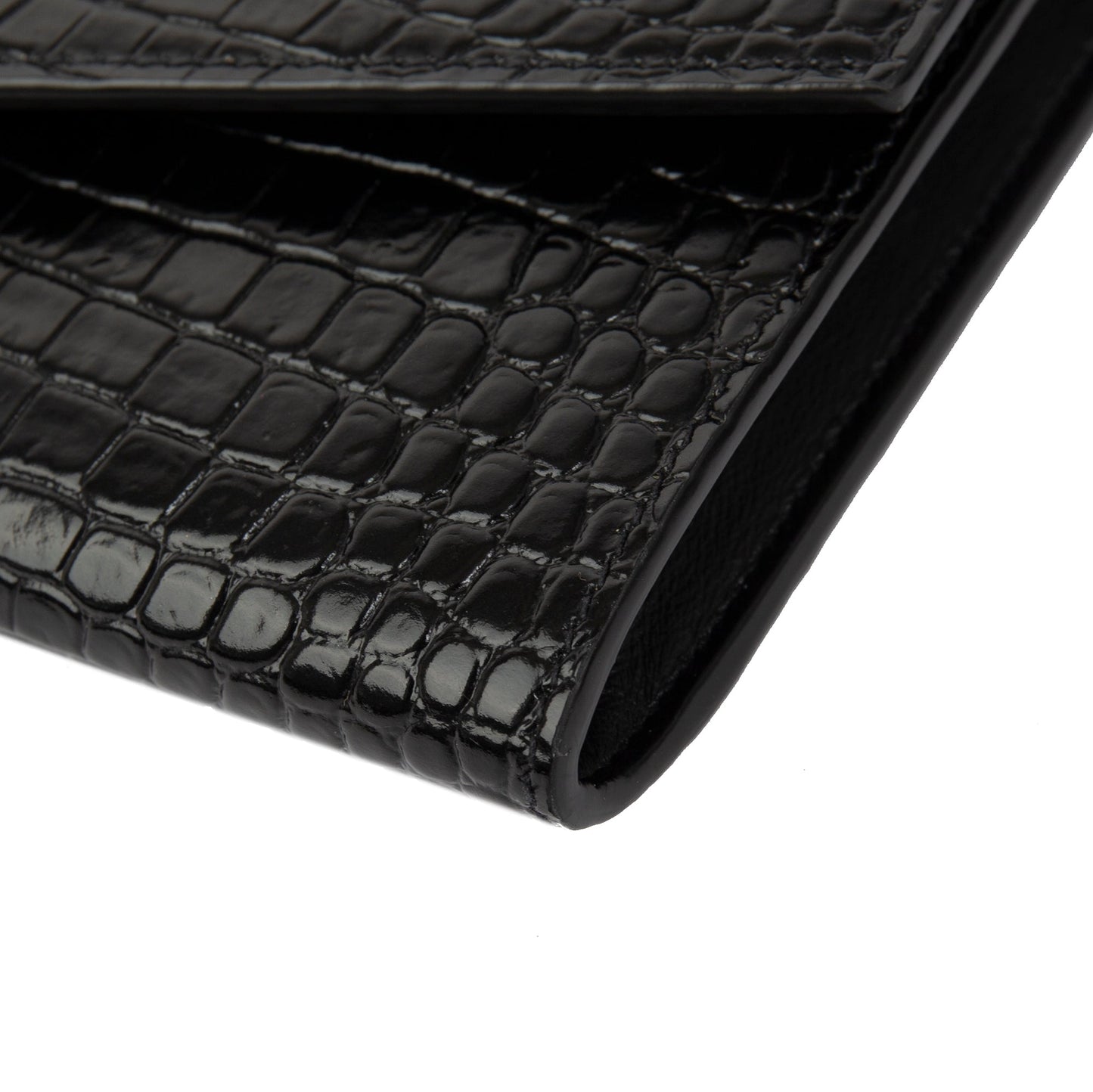 Saint Laurent Crocodile-Embossed Uptown Chain Wallet