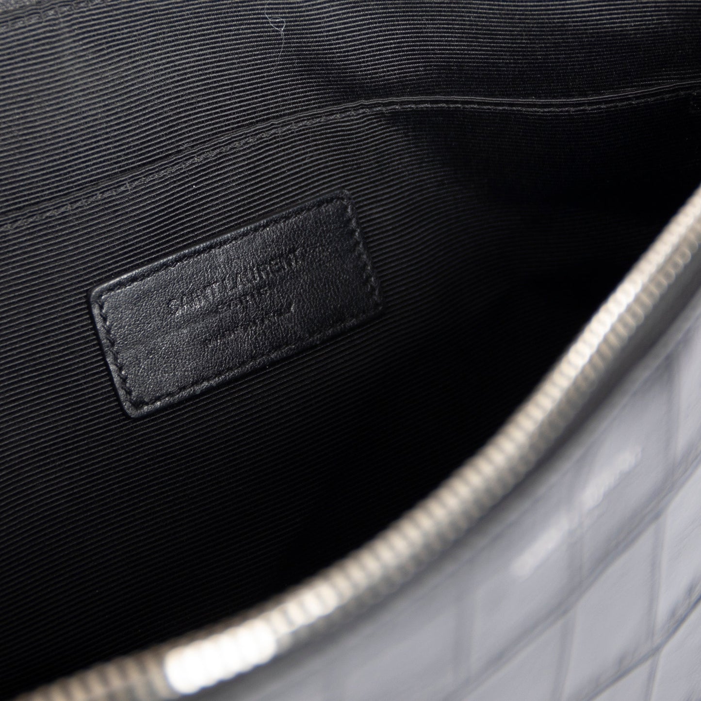 Saint Laurent Crocodile Embossed Zip Tablet Holder