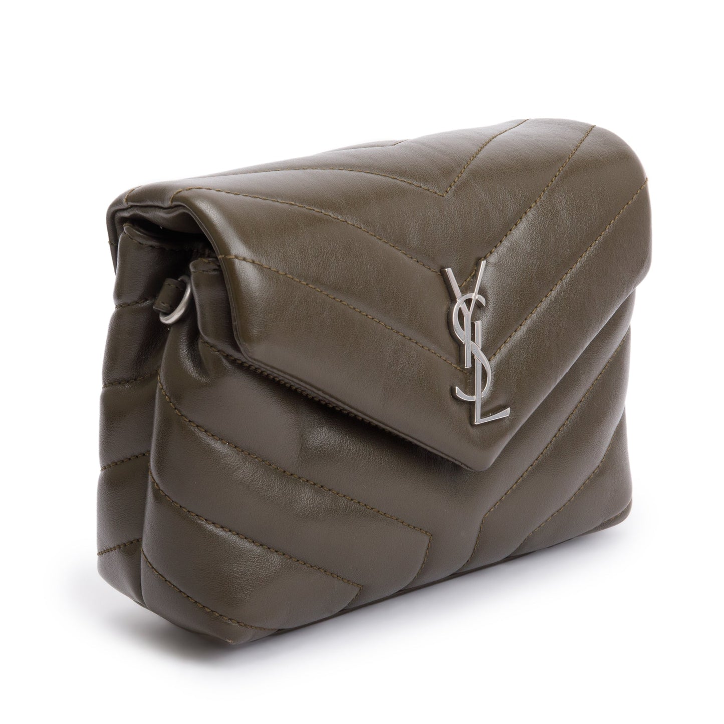 Saint Laurent Green Monogram Matelasse Toy Loulou Crossbody Bag