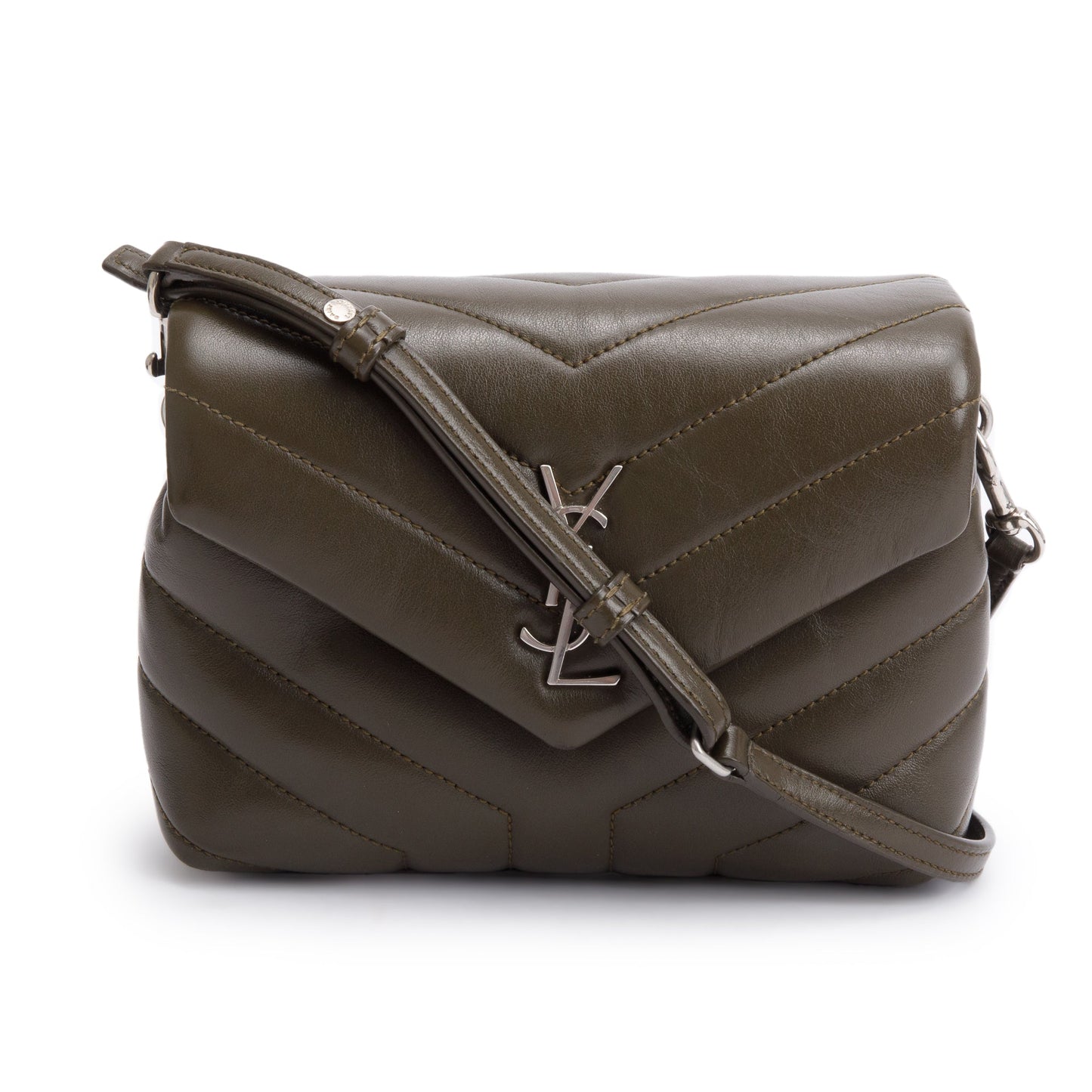 Saint Laurent Green Monogram Matelasse Toy Loulou Crossbody Bag