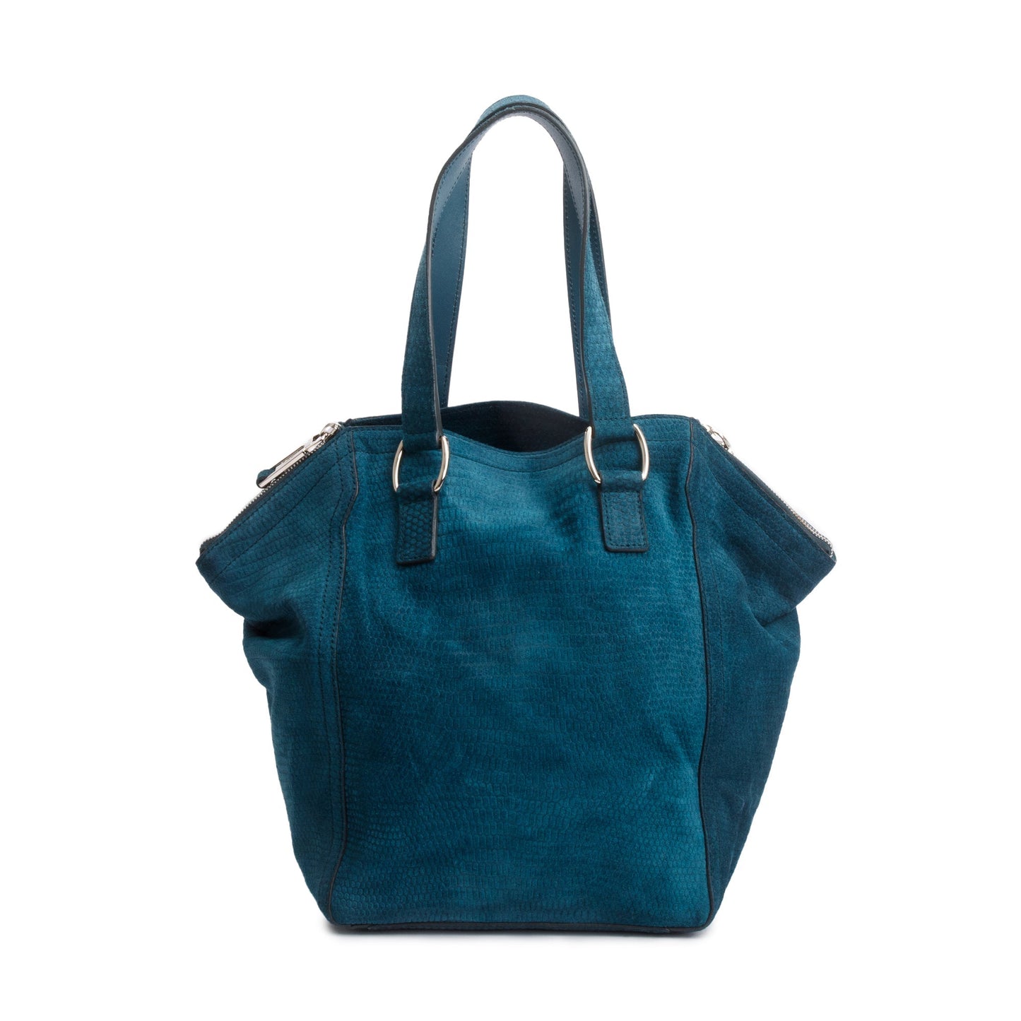 Saint Laurent Green Python Embossed Suede Small Downtown Tote