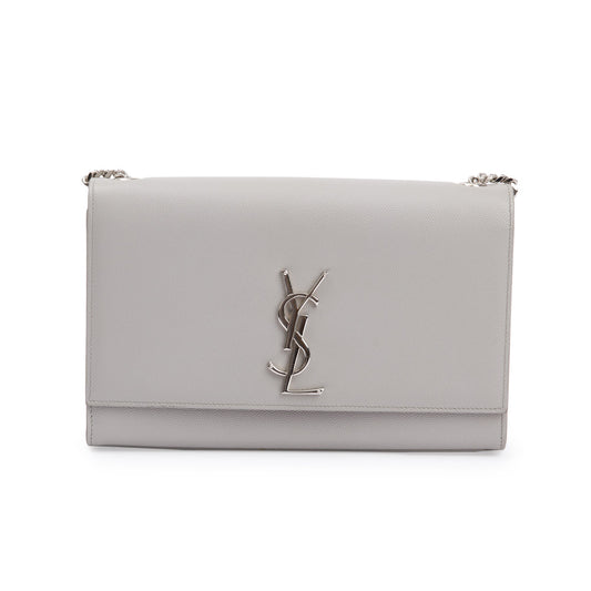 Saint Laurent Grey Grain De Poudre Leather Medium Kate Bag