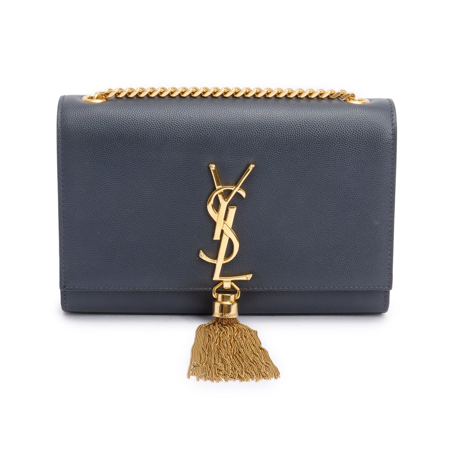 Saint Laurent Grey Grain De Poudre Leather Small Monogram Kate Bag