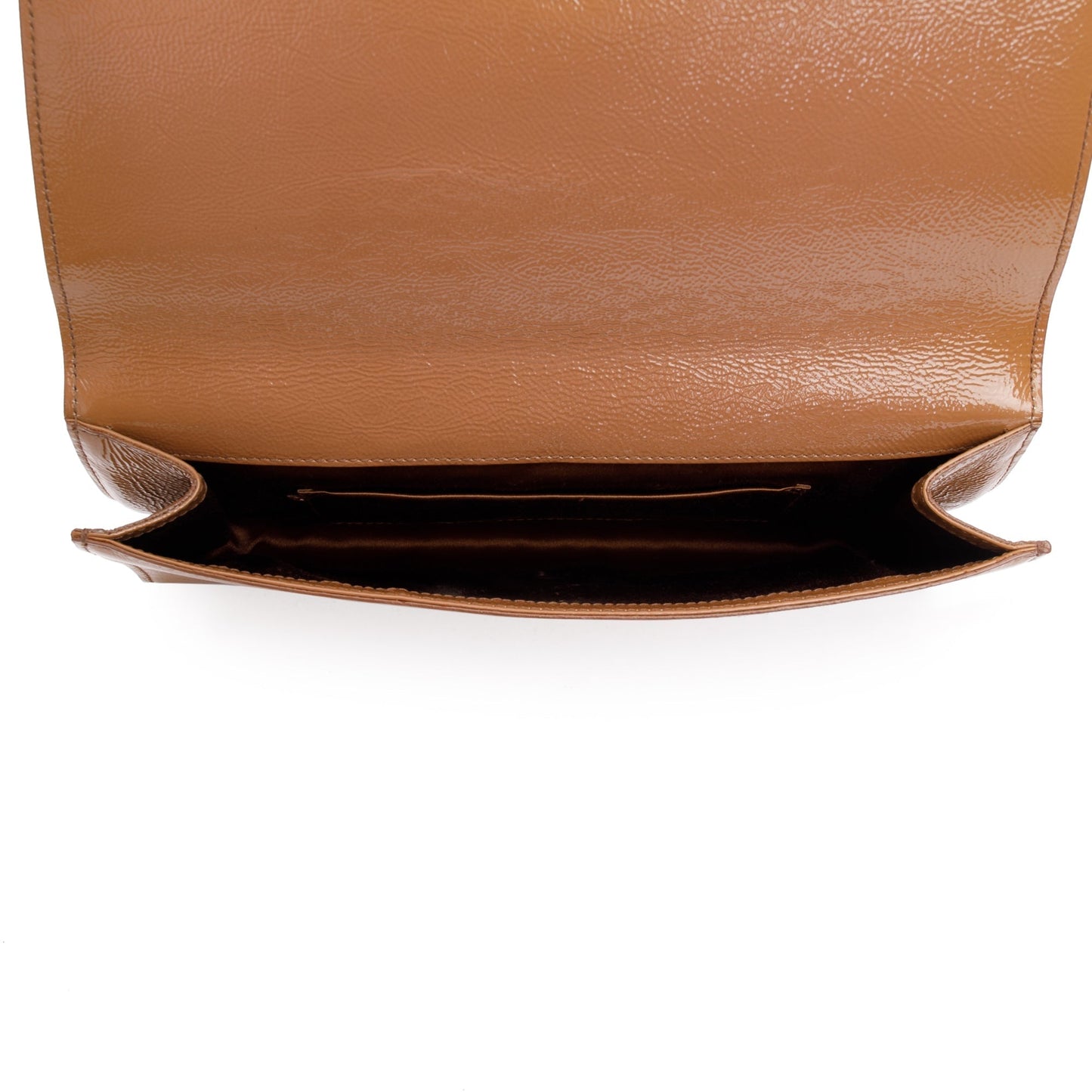 Saint Laurent Large Brown Patent Leather Belle de Jour Clutch