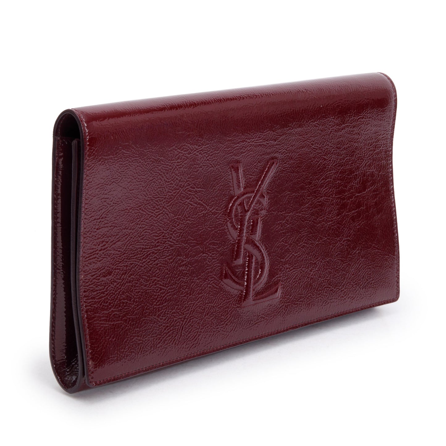 Saint Laurent Large Burgundy Patent Leather Belle de Jour Clutch