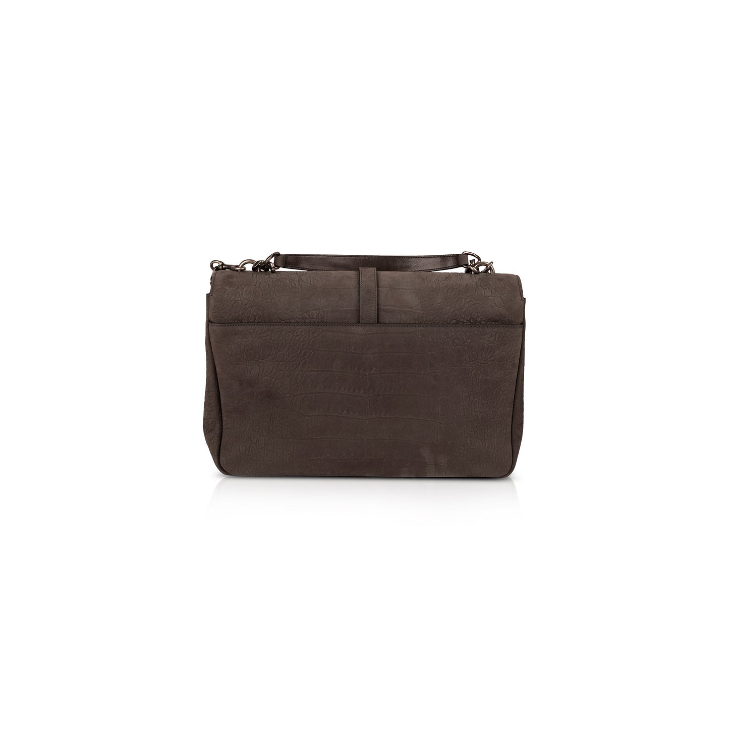 Saint Laurent Large Croc Embossed Nubuck College Bag