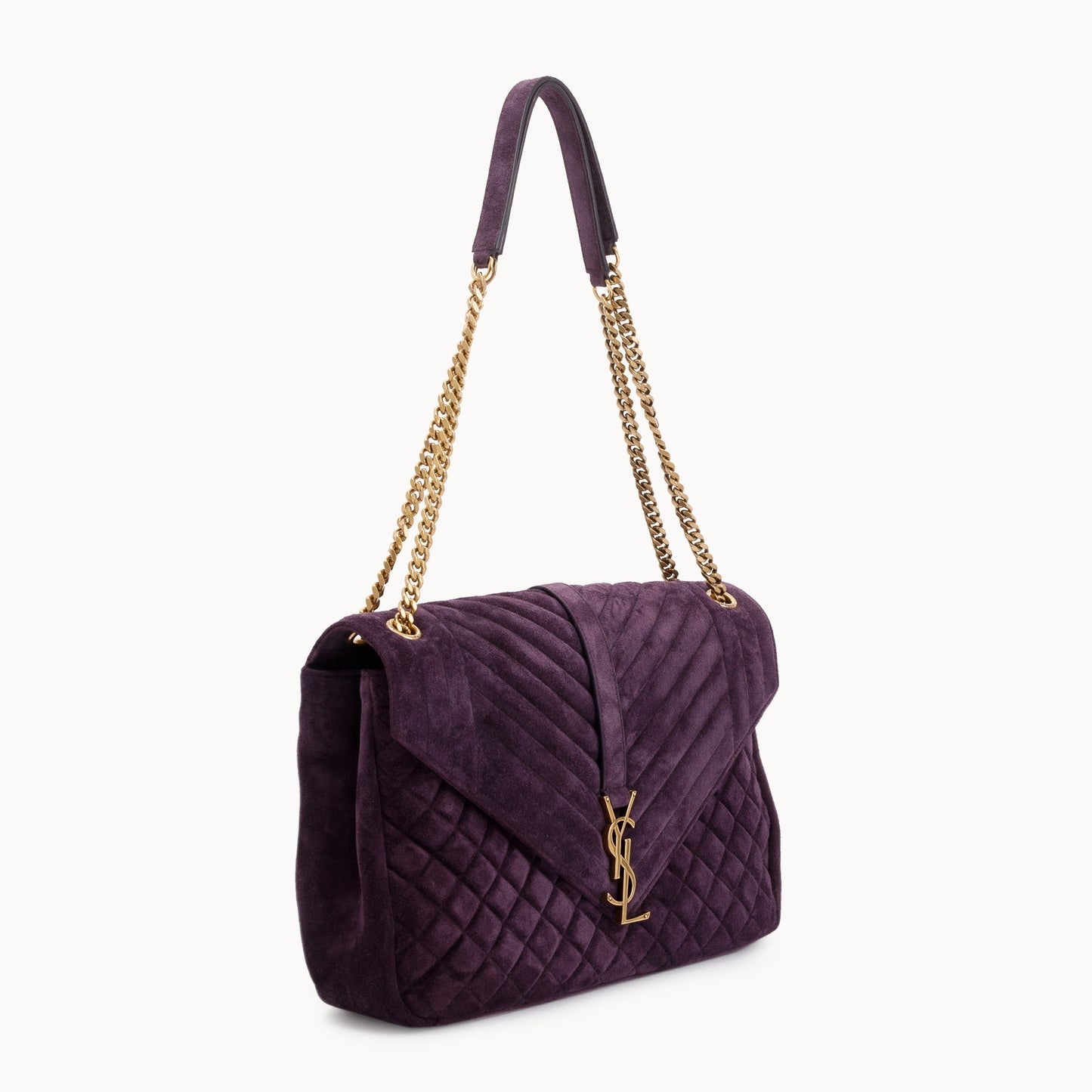 Saint Laurent Large Purple Suede Monogram  Envelope Chain Bag