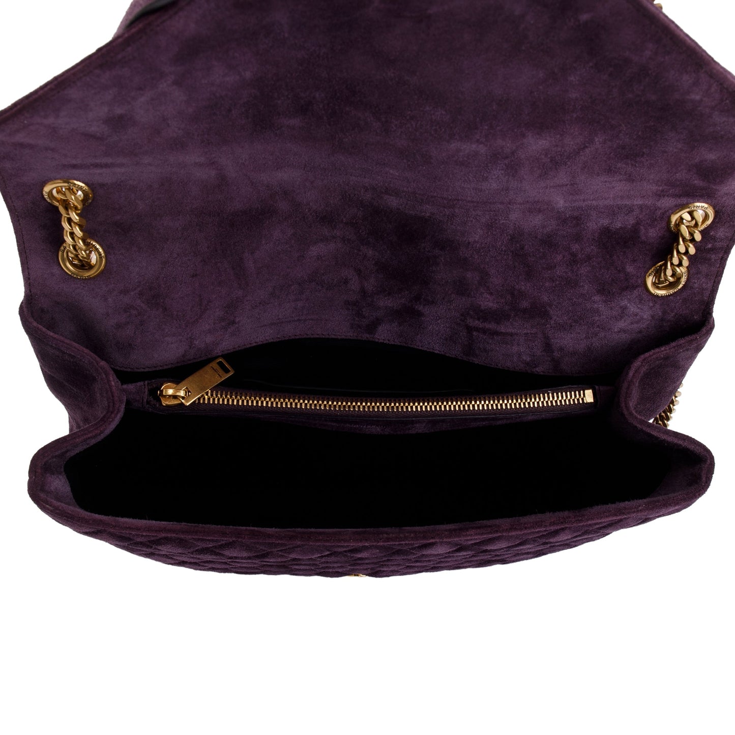 Saint Laurent Large Purple Suede Monogram  Envelope Chain Bag