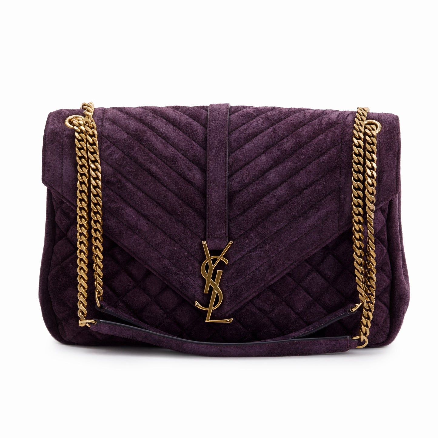 Saint Laurent Large Purple Suede Monogram  Envelope Chain Bag