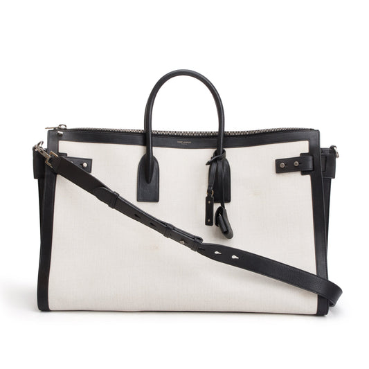 Saint Laurent Linen Calfskin Souple Sac De Jour 48H Duffle