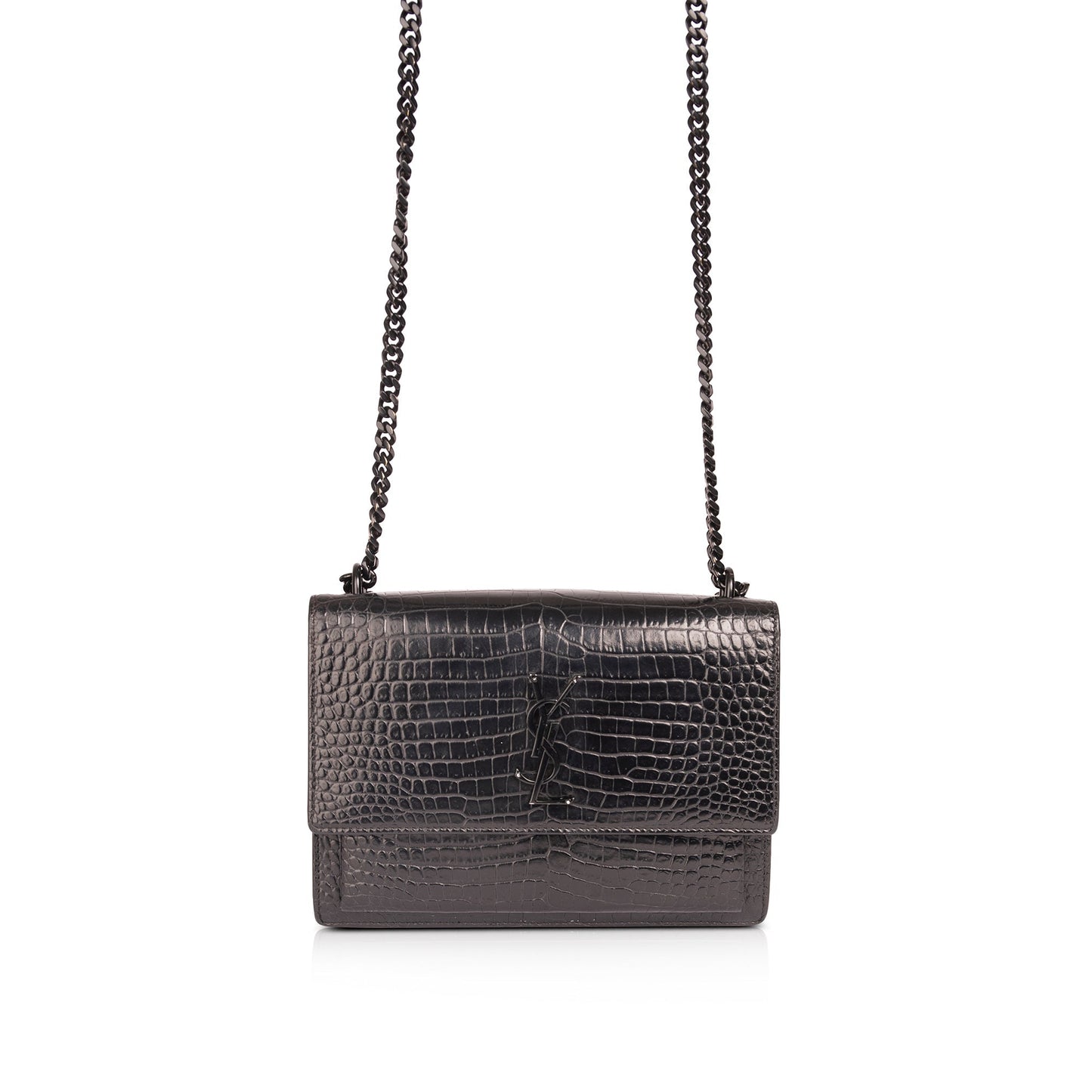 Saint Laurent Medium Crocodile Embossed Sunset Bag
