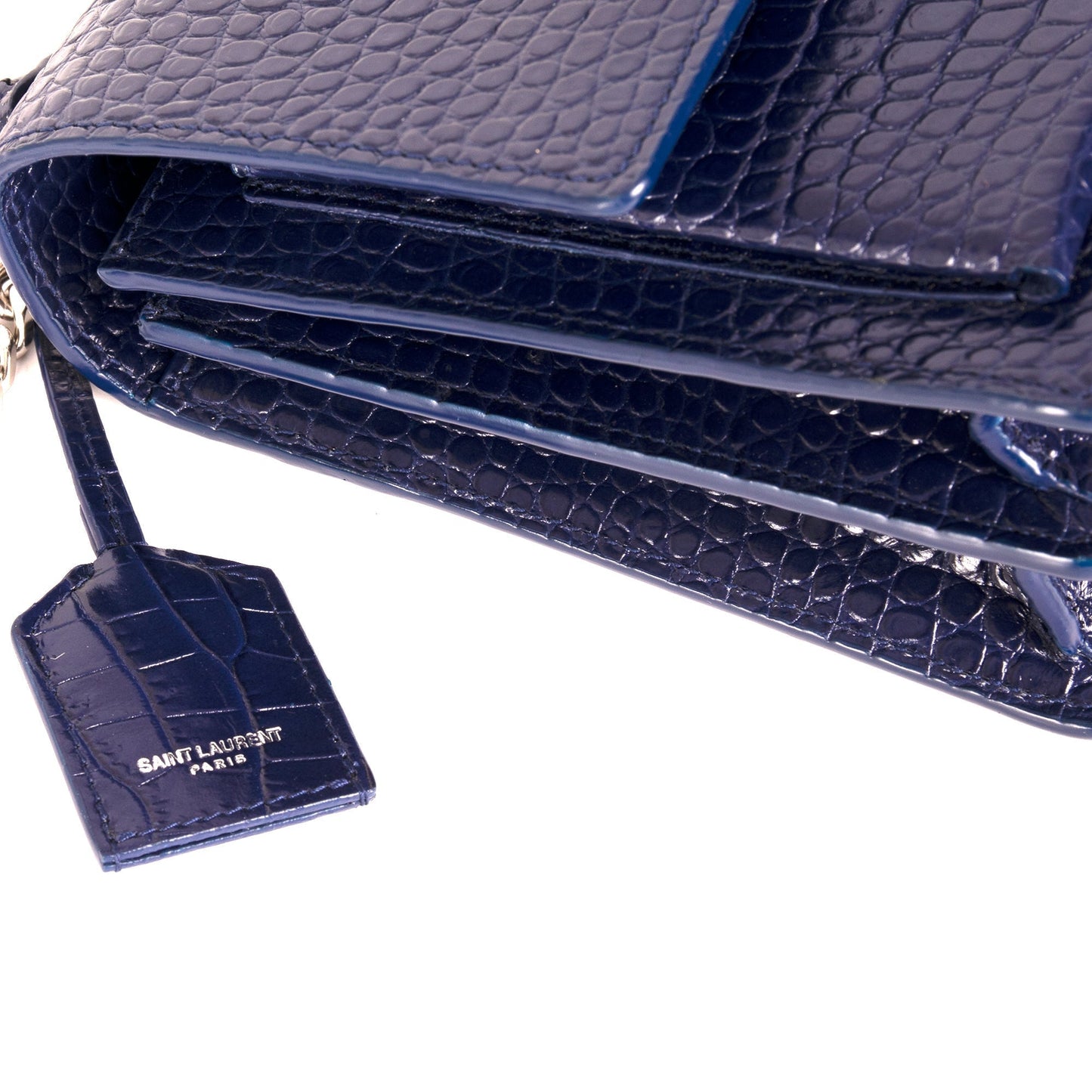 Saint Laurent Medium Crocodile Embossed Sunset Bag