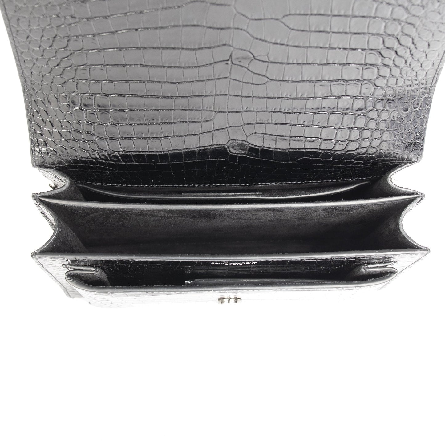 Saint Laurent Medium Crocodile Embossed Sunset Bag