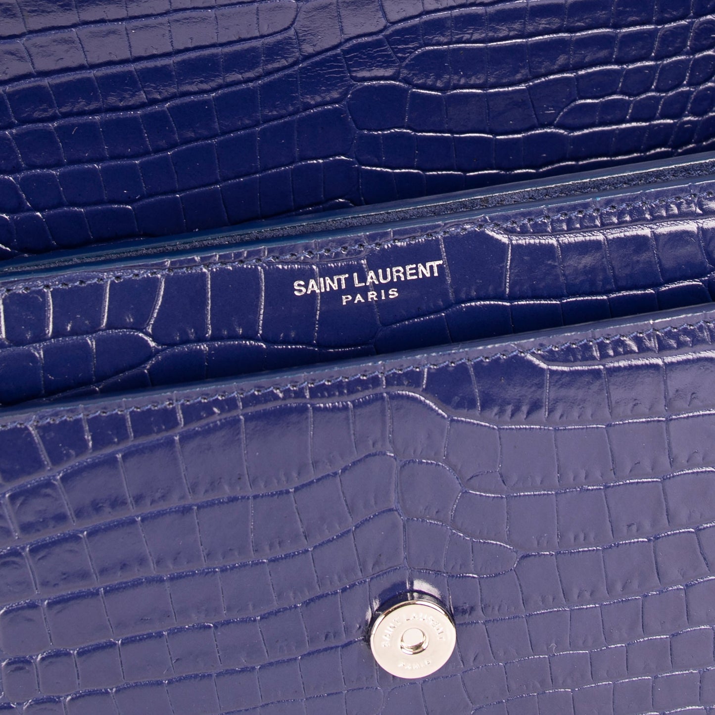 Saint Laurent Medium Crocodile Embossed Sunset Bag