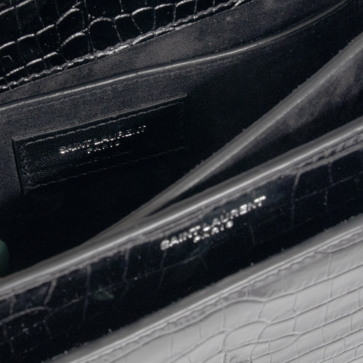 Saint Laurent Medium Crocodile Embossed Sunset Bag