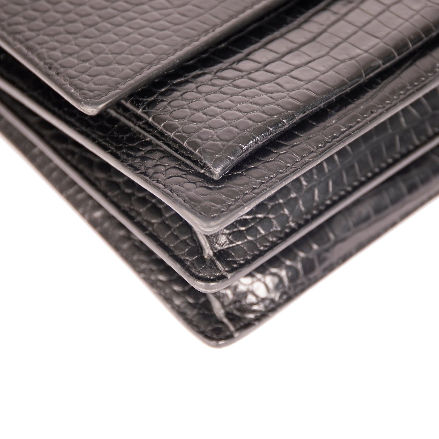 Saint Laurent Medium Crocodile Embossed Sunset Bag