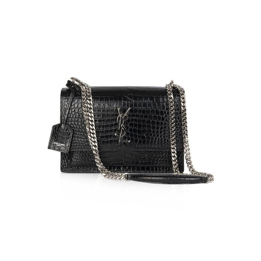 Saint Laurent Medium Crocodile Embossed Sunset Bag