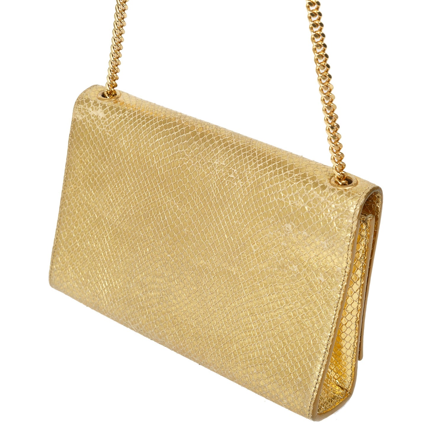 Saint Laurent Medium Python-Embossed Kate Monogram Tassel Bag